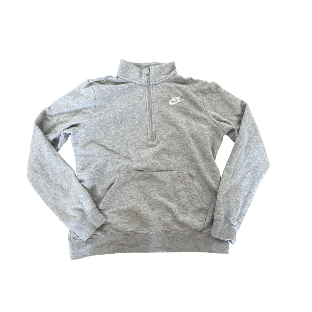 Nike Womens Quarter Zip Pullover Sweatshirt Heather Gray Sportswear Small